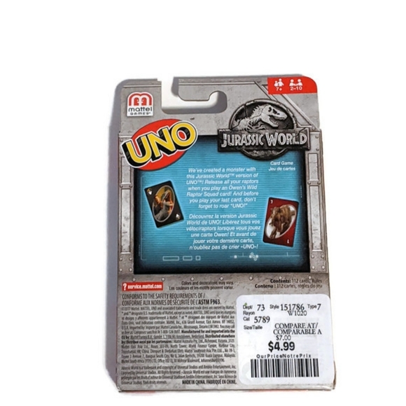New UNO Jurassic World (FLK66) Card Game - Picture 3 of 5